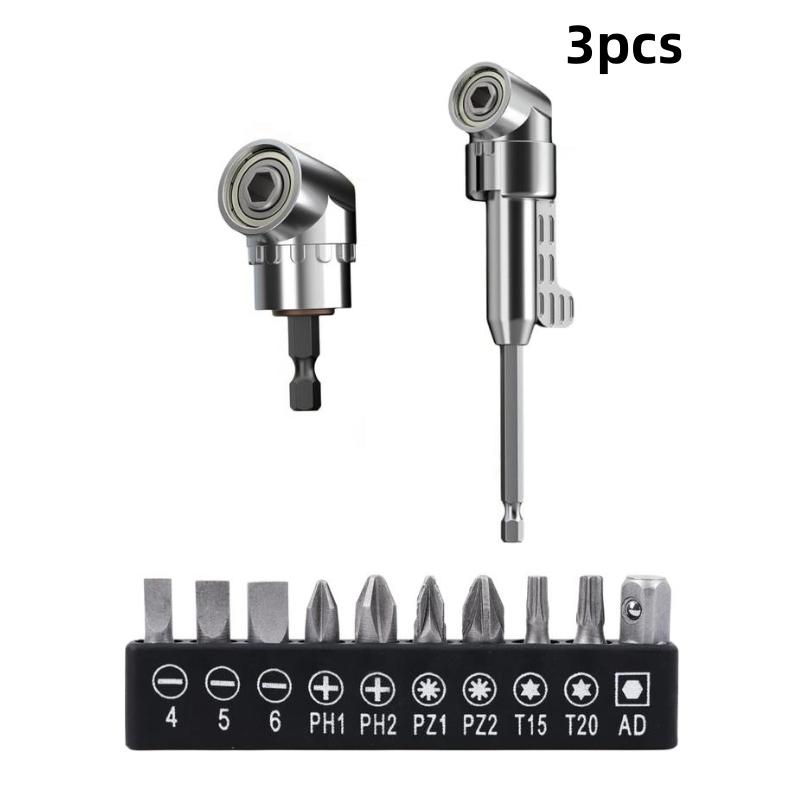 Right-Angle Drill Bit Accessory Set(3pcs) with Multi-function Bend Screwdriver Bit Include 2Pcs  105° Right Angle Drill Attachment 10 Short Screwdriver Bits Screwdriver Bit Kit  Suitable for Narrow Spaces Bits for Heavy-Duty Tool Kit angle drill adapter