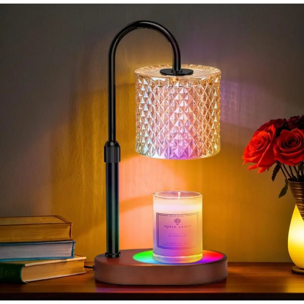 Candle Warmer Lamp with 8 Colors LED Changing and Timer Dimmer, Candle Warmer with RGB Model Height Adjustable for  Size Scented Candles with 2 Bulbs, Christmas  for Mom, Wife,Friends