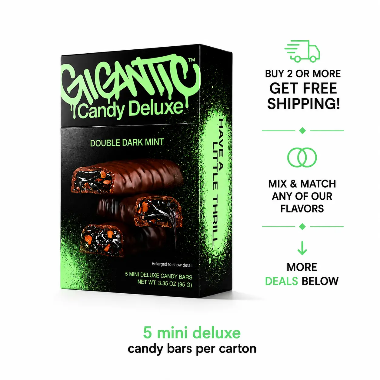 Double Dark Mint Dark Chocolate Mini Candy Bars (5 Count) Carton – Candy Deluxe by Gigantic