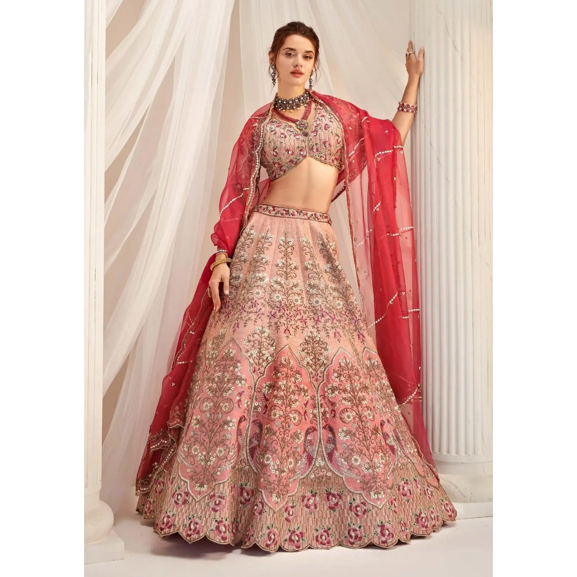 Dark rosegold bridal lehenga choli set