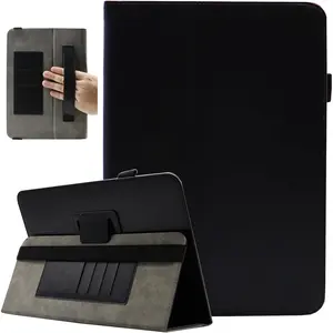 Universal 7 8 Inch Tablet Case,  Protective Folio Stand Android Case for 7.0-8.5 Inch Tablet with Hand Strap and Cards Slots, Black