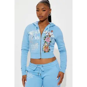 Ed Hardy Skull Haven Zip Up Hoodie - Light Blue G