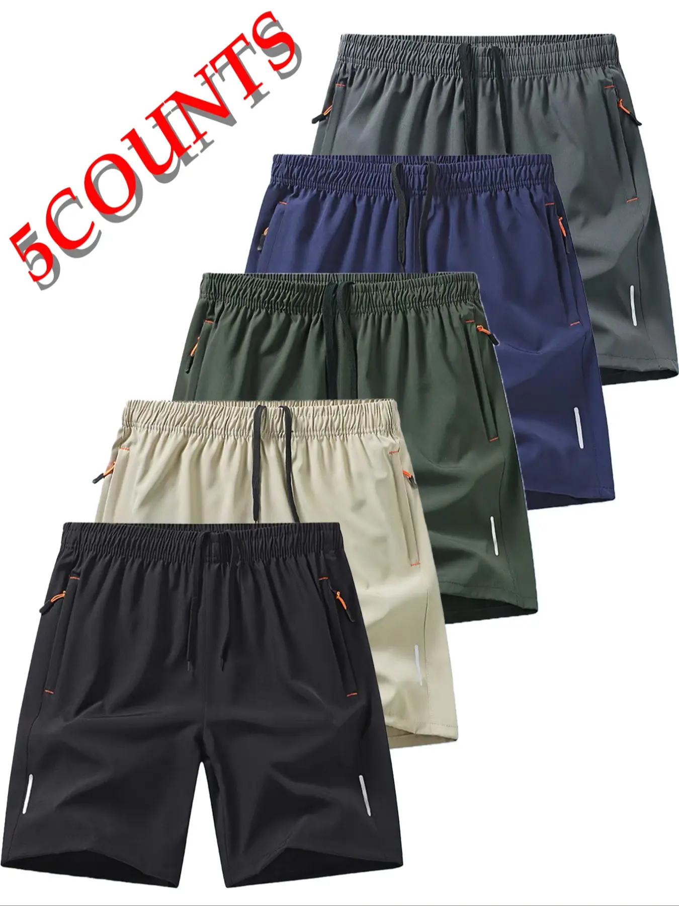 Men's Solid Zipper Design Pocket Elastic Waist Shorts, Regular Fit Casual Breathable Comfy Shorts for Summer, Shorts for Men, Men's Bottoms for Daily