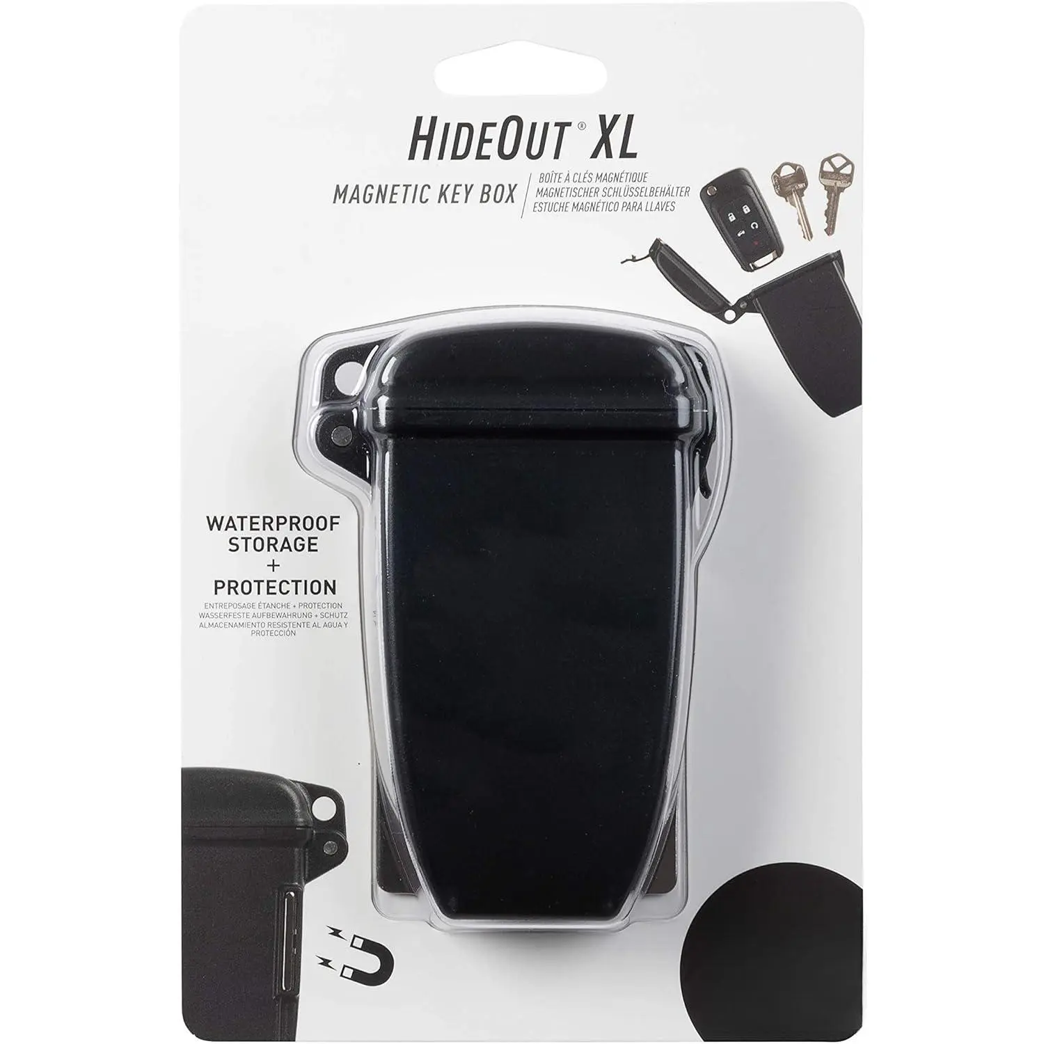 Hideout Magnetic Key Box - Waterproof Key Hider - Magnetic Key Holder & Box - Waterproof Key Storage for Spare Keys - Black, Extra Large