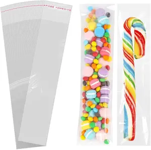 Self Sealing Cellophane Bags, 110 Pcs 2x10 Inch Resealable Plastic Pretzel Rod Bags, Premium Clear Pretzel Rod Bags for Candy, Cookies, Treats, Jewelry, Party Favors & Small Product Packaging