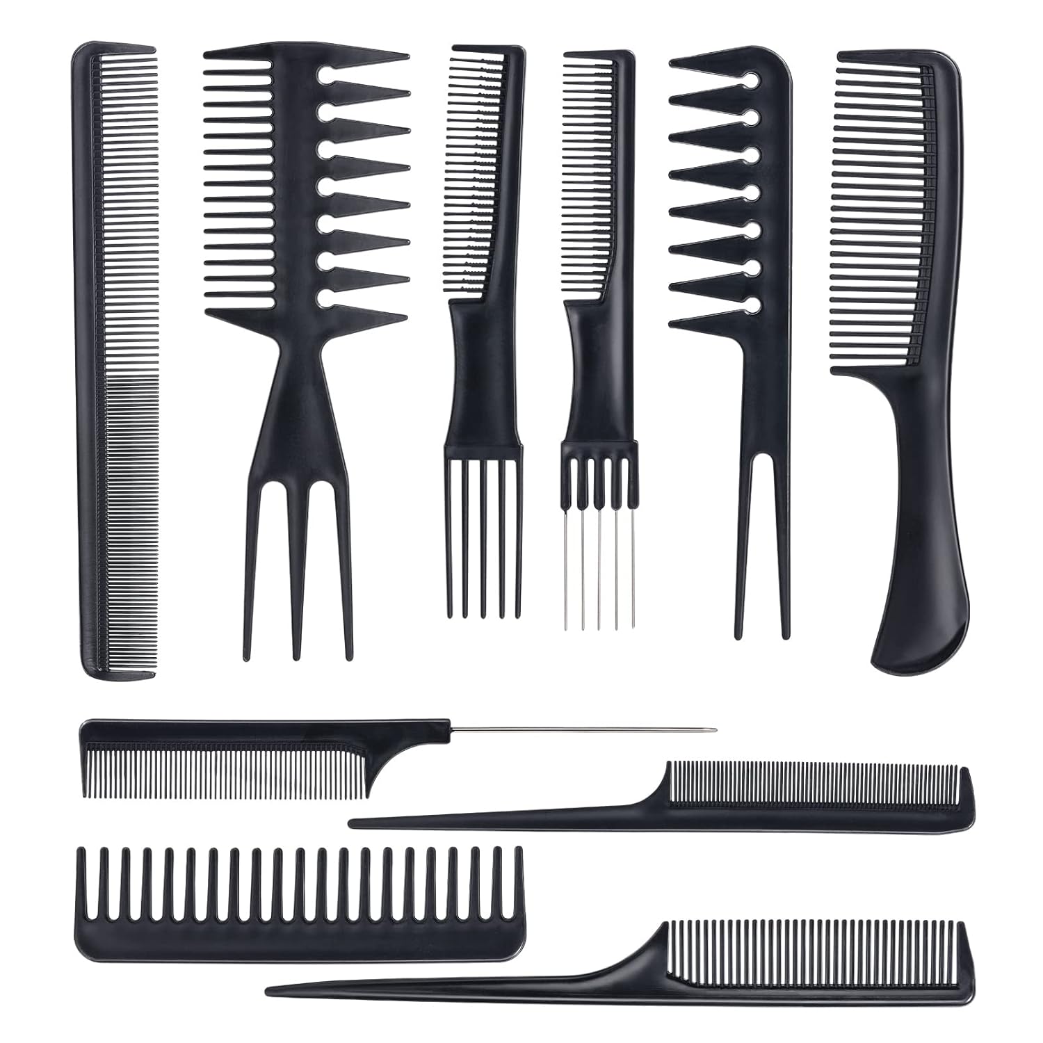 UNice Hair Comb 10PCS Hair Stylists Professional Styling Comb Set Variety Pack Great for All Hair Types & Styles Haircare Heatless