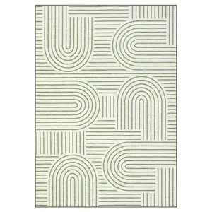 Gaomon 9x12 ft Polyester Low Pile Rug - Green Rectangular, Modern Abstract, Foldable, Machine Washable Area Rug for Hallway, Bathroom, Entryway, Modern Abstract Rug