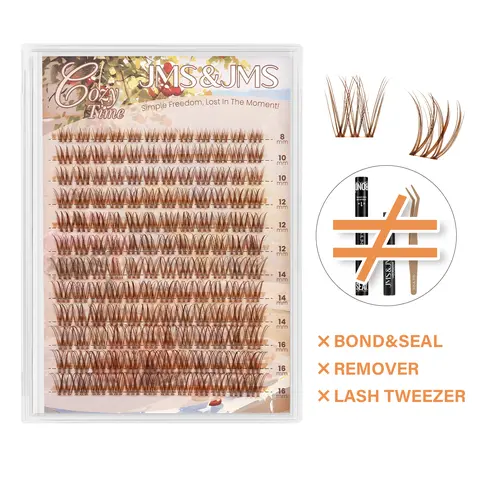 JMS&JMS 0.05mm Fluffy Eyelash Clusters, Cosmetic D-Curl 8-16MIX Soft Natural Style, Eyelash Extension for DIY Home Use & Everyday Natural Makeup