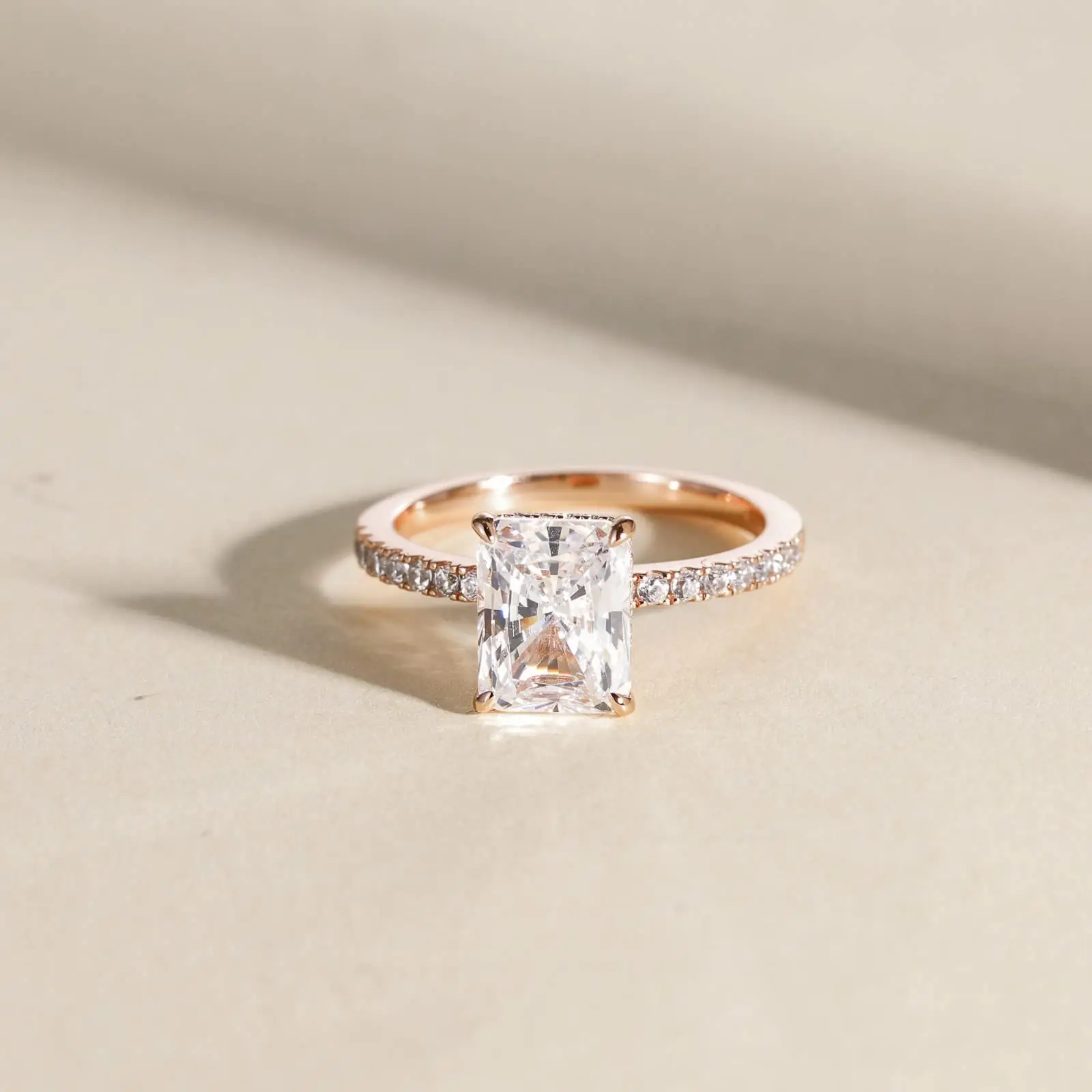 EAMTI 3CT 925 Sterling Silver Engagement Rings Radiant Cut Cubic Zirconia Wedding Band for Women