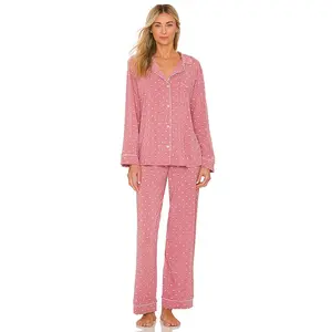eberjey Gisele Printed Long Pj Set in Heart To Heart Black