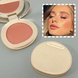 HERORANGE Small Sweetheart Blush, Cool Light Rose Powder, Two-in-One Natural Lipstick Palette, Cute Blusher Eye Makeup, Radiant, Smooth