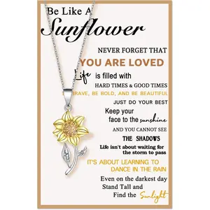 Sunflower Necklace, You are My Sunshine, Sunflower Gifts Ideas for Women, Inspirational Gifts for Women Teen Girls Birthday Christmas Valentines Day