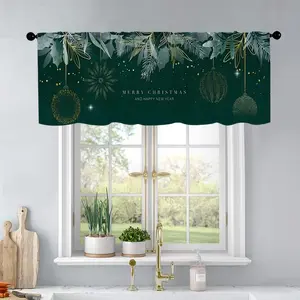 1pc Christmas and New Year printed kitchen curtains Luxury christmas and happy new year conc curtains valance window treatment living room bedroom home decor Home Decoration Curtain 54 x 18 inch