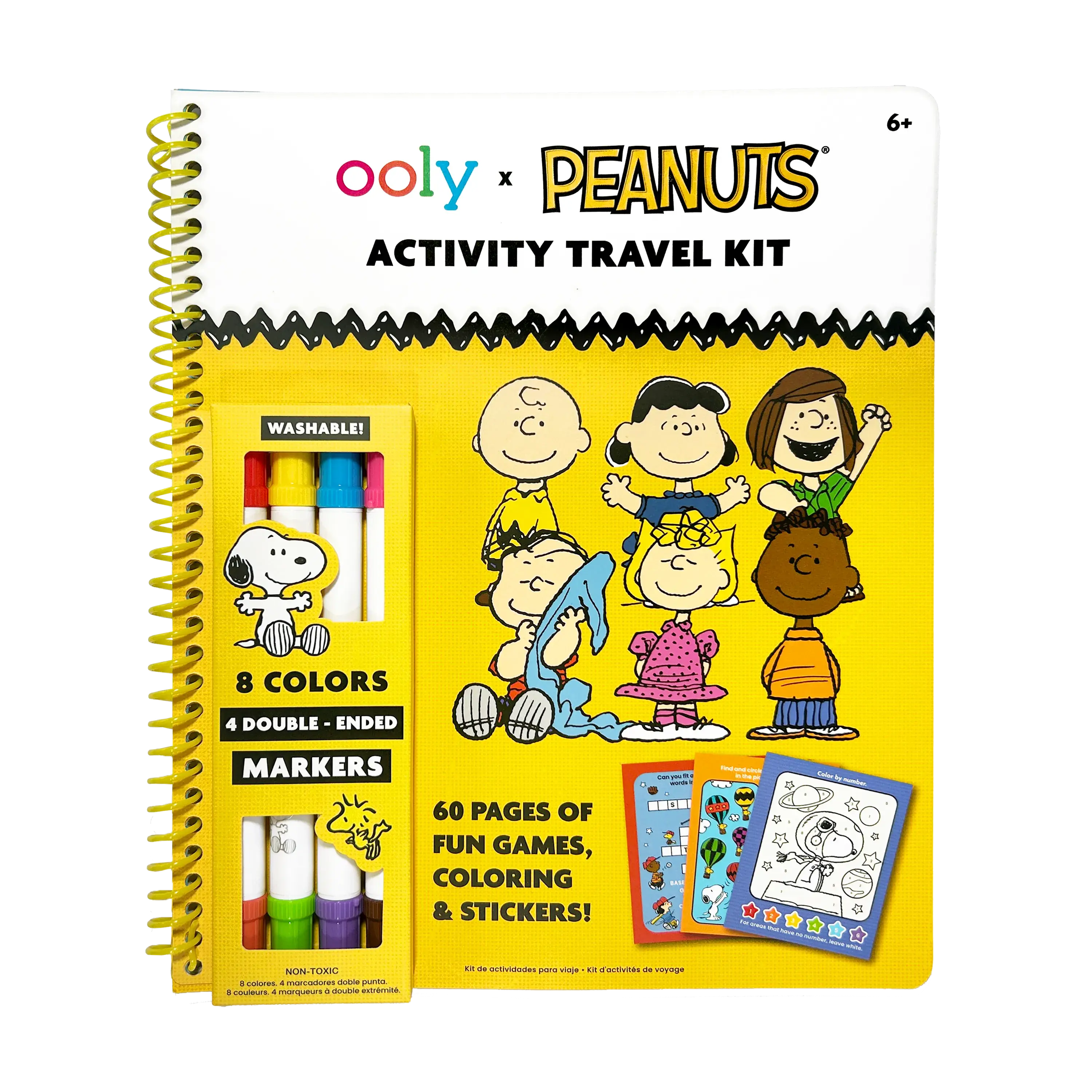 OOLY x Peanuts Activity Travel Kit - 4 Double-Ended Markers 60 Pages