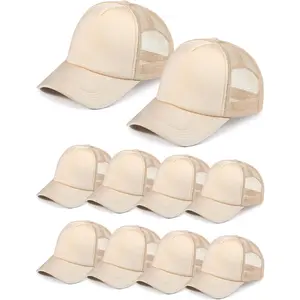10 Pcs Sublimation Blank Trucker Hats Bulk Mesh Baseball Cap Polyester Mesh Trucker Hat for Men and Women
