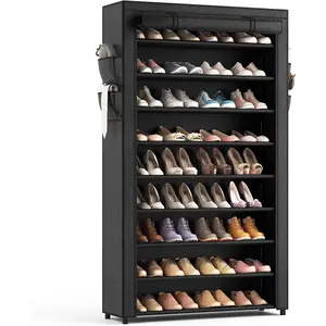 Shoe Rack with Covers - 10 Tiers Tall Shoe Rack Organizer Large Capacity Shoe Shelf Storage 40 Pairs Space Saving Vertical Shoe Storage Organizer for Closet, Entryway, Dorm, Bedroom