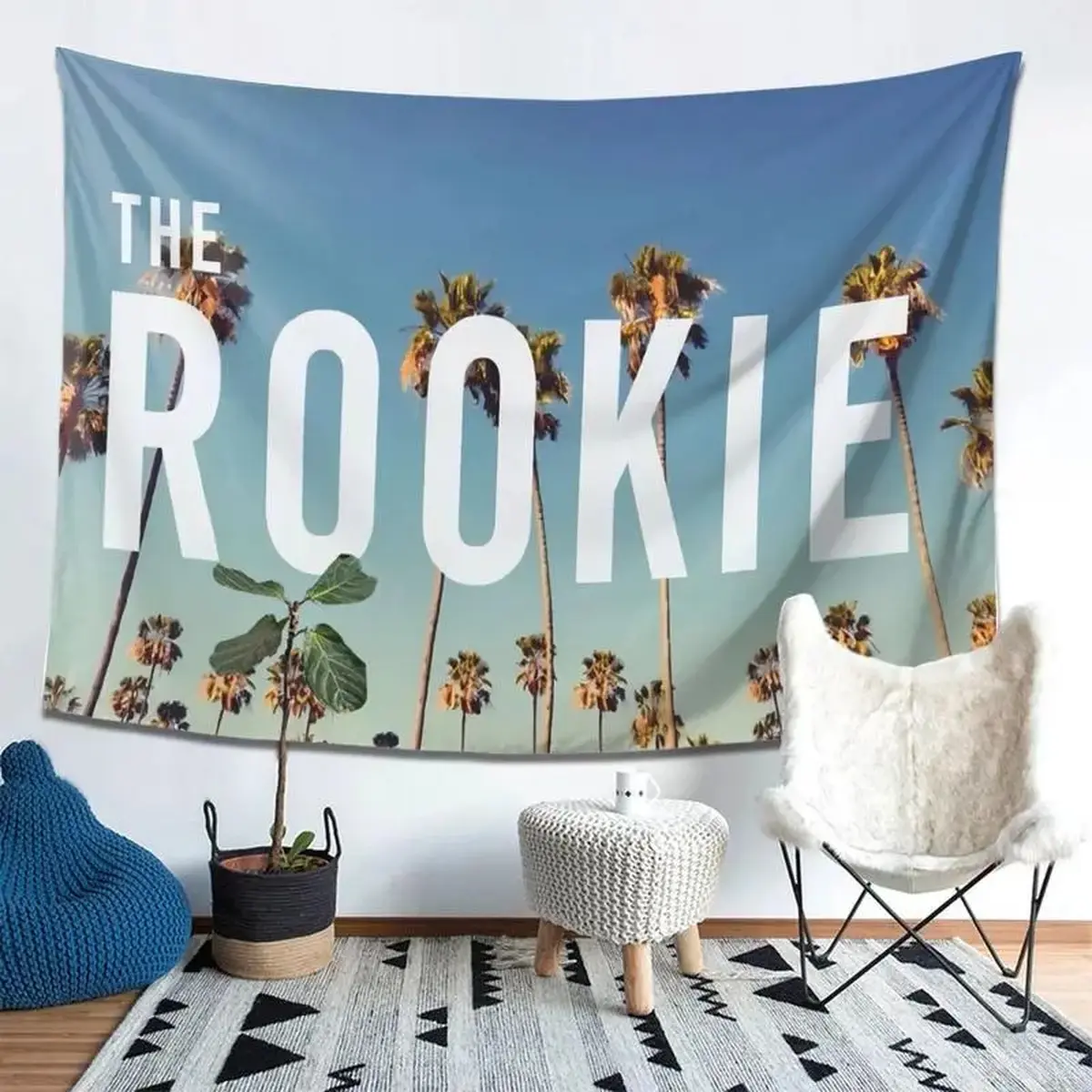 The Rookie Print Tapestry - Minimalist Lightweight Home Decor Backdrop, Easy-Hanging Wall Textile, Indoor-Outdoor Use, Ideal Gift for Fans, Perfect for Bedroom