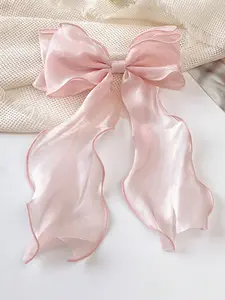 1pc-Sweet-Pink-Princess-Mesh-Bow-With-Long-Wavy-Ribbon-Spring-Elegant-And-Gentle-Half-Up-Hair-Clip-Hair-Accessory