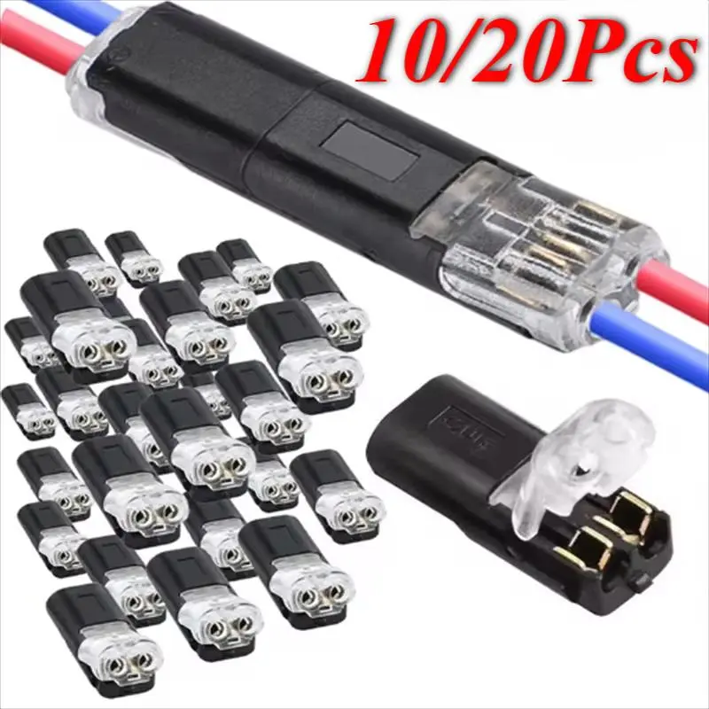 Quick-splice Wire Terminal Connectors, Double-wire Connectors with Locking Buckle, Easy-to-use Durable Bundle Connectors for 8-22AWG Wires, Durable Reliable Connectors