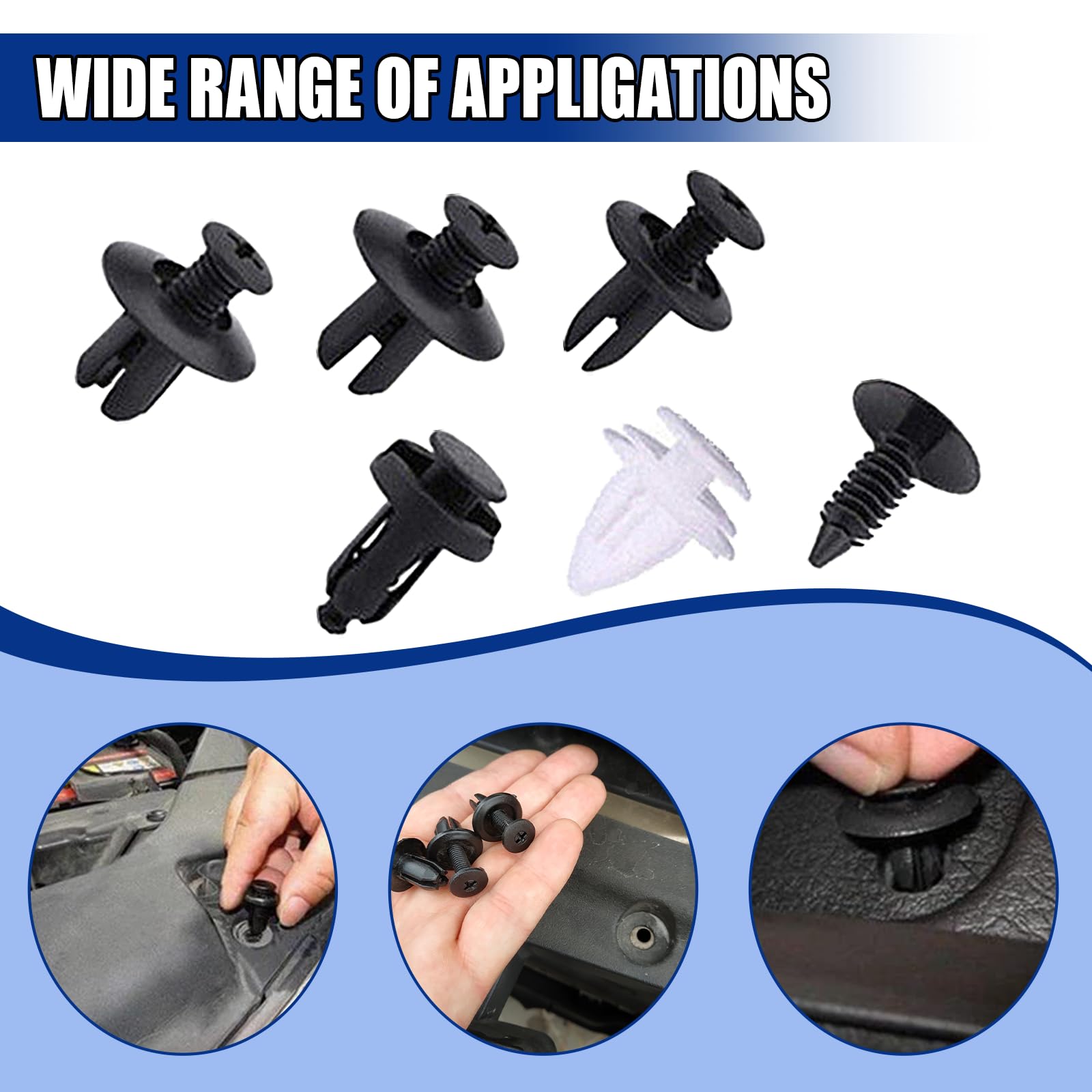 100Pcs Automotive Push Pins Clips Set Heavy-Duty Nylon Bumper Fasteners for Car Body Trim Door Panels Shields Replacement Kit for Vehicles