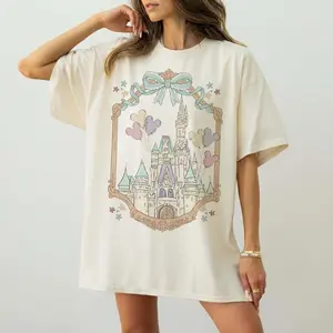 Vintage Pink Bow Magical Castle Shirt - Retro Coquette Princess Tee - Aesthetic Fairytale Castle Top - Comfort Colors Magical Girl Trip 2026 Shirt