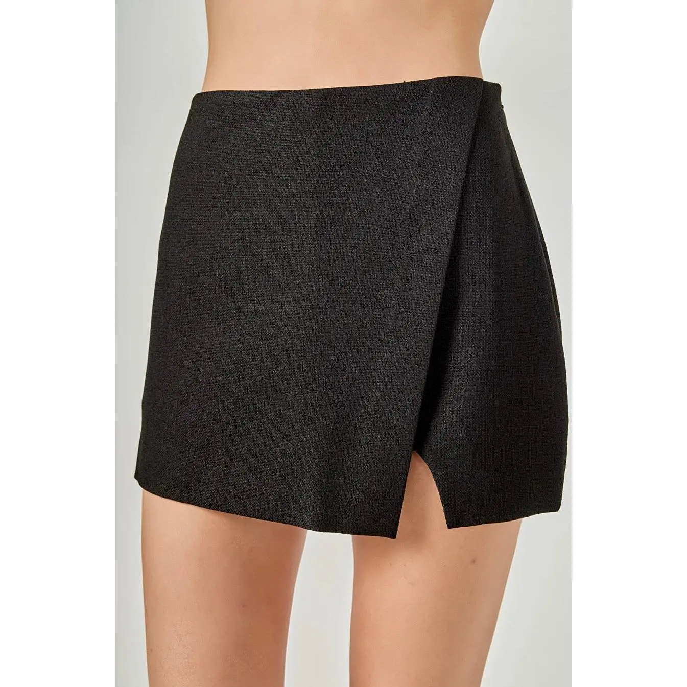 Endless Rose Tweed Asymmetrical Wrap Mini Skort