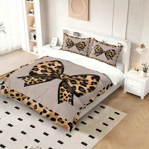 Tiger Print Bow Pattern Bedding Set, Soft Durable Sheet Set Includes 1 Fitted Sheet and 1 or 2 Pillowcases, Perfect Gift for Teens and Adults