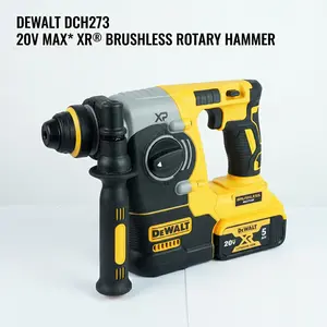 DeWALT DCH273 20V MAX XR Brushless 1 Inch SDS Plus Rotary Hammer Featuring 2.1 Joules Impact Energy with SHOCKS Active Vibration Control and 3 Mode Versatility for Concrete Drilling and Chisel Applications
