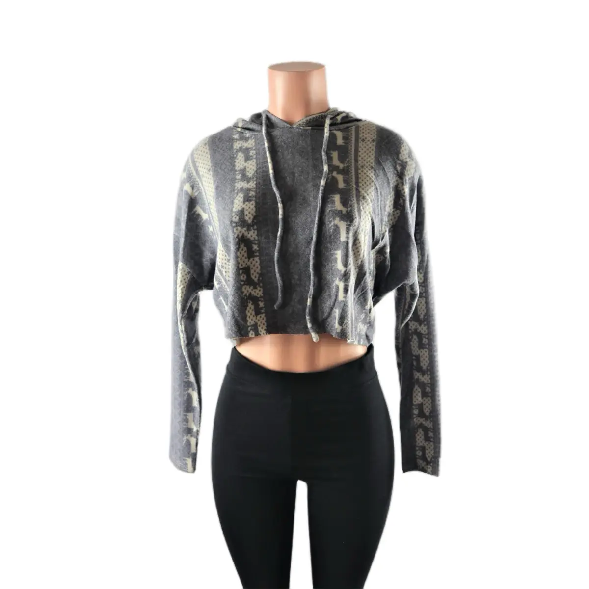 Moose Hooded Crop Top - Final Sale Long Sleeve Soft Sweaters