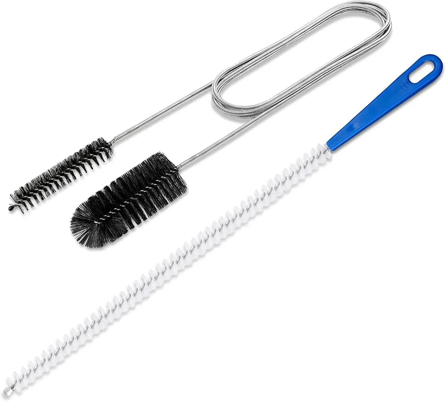 Drain Unblocker Tools Set - Flexible Extra Long Double-Ended Nylon Brushes (61in Cleaner, 17.7in Sink Tool) for Curved Pipes, Slim Holes, Fish Tank, Coffee Machine, Aquarium Filter, Fridge Cleaning