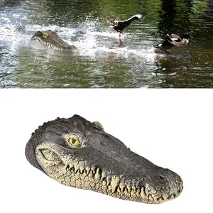 1pc Floating Crocodile Head Decoration - 12.6 Inch Realistic Resin Alligator Sculpture, Outdoor/Indoor Garden Pond & Pool Decor, Scare Away Birds & Predators,Decoration, Unique Gift Idea, Alligator Decor, Natural Look, Detailed Light BeigeTexture