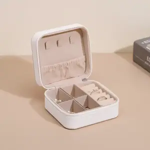 Leather Jewelry Organizer Box, Butterfly Letter Print, Modern Flip Top Roll, Faux Suede Lined, Travel Case with Zipper Closure, Lightweight Box