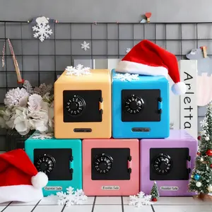 Mini Password Safe Piggy Bank with Lock, Cute Cartoon Style Money Box, Secure Lock Mechanism, Durable PVC Structure, Home Decor Gift