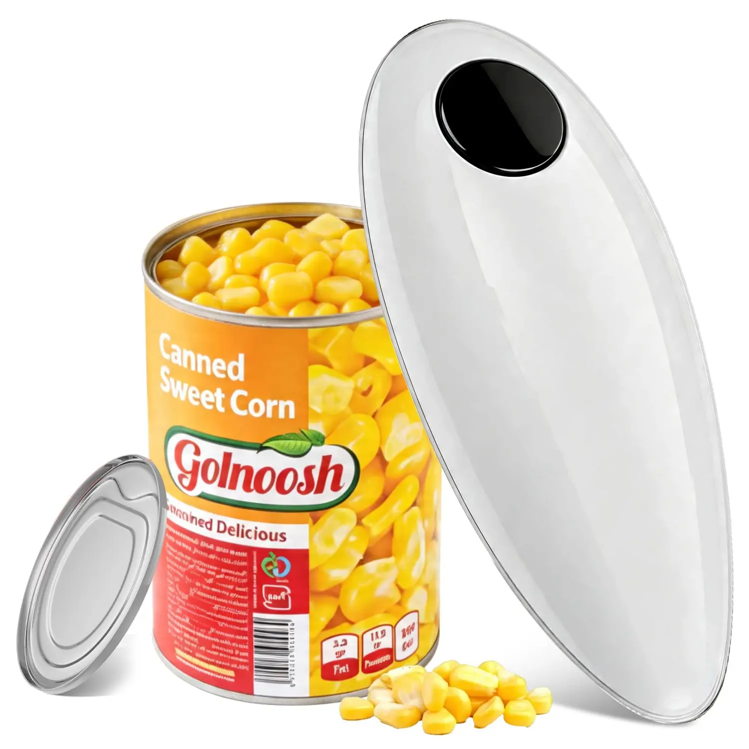 Electric Can Opener - 1-Touch Full Automatic Hands-Free, Smooth Side-Cut Safe Edge, Fits All Round & Oval Metal Cans, Compact Space-Saving Kitchen Gadget for Seniors, Home Use