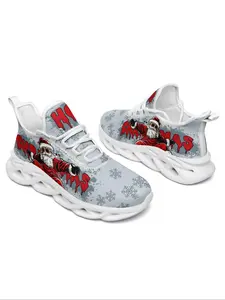Women's Christmas Print Low Top Sneakers, 2024 New Style Casual Comfortable Breathable Sports Running Shoes, Female All-match Round Toe Shoes for Daily Wear