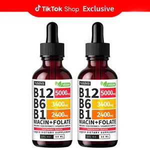 【BUY 1 GET 1 FREE】NUSAVA Vitamin B12 Liquid Supplement Drops with B6, B1, Niacin & Folate - Edible Support for Energy, Brain & Heart, Non-GMO & Gluten-Free, 4 Fl Oz Fitness Dietary