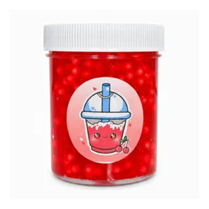 Cherry Slushy Handmade Crunchy Slime – Pellet-Filled Clear Slime with Fresh Cherry Scent & Themed Charm, Sensory Play for Ages 8+ – Hoshimi Slimes