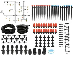240ft Drip Irrigation System Kit, Automatic Garden Watering Misting System for Greenhouse, Yard, Lawn, Plant with 1/2 Inch Hose & Accessories