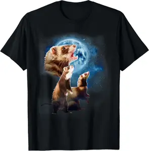 100% Cotton Howling at the Moon Shirt - Ferret Shirts - Funny Ferret T-Shirt