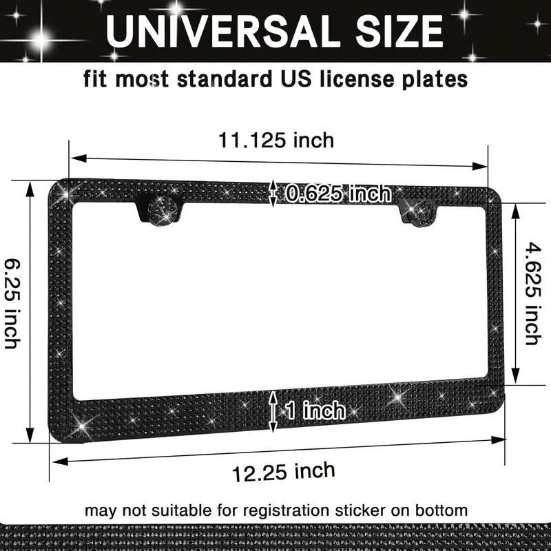 New Upgrade 2 Pack Bling License Plate Frames Premium Sparkly License Plate Frame for Women Durable Pink Bling Car Accessories