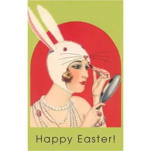 Happy Easter, Woman w/ Rabbit Headdress Vintage Reproduction Postcard Set of 10