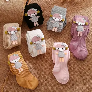 3-Pack Girls' One-Leg Side Panel Decorative Leggings Tights