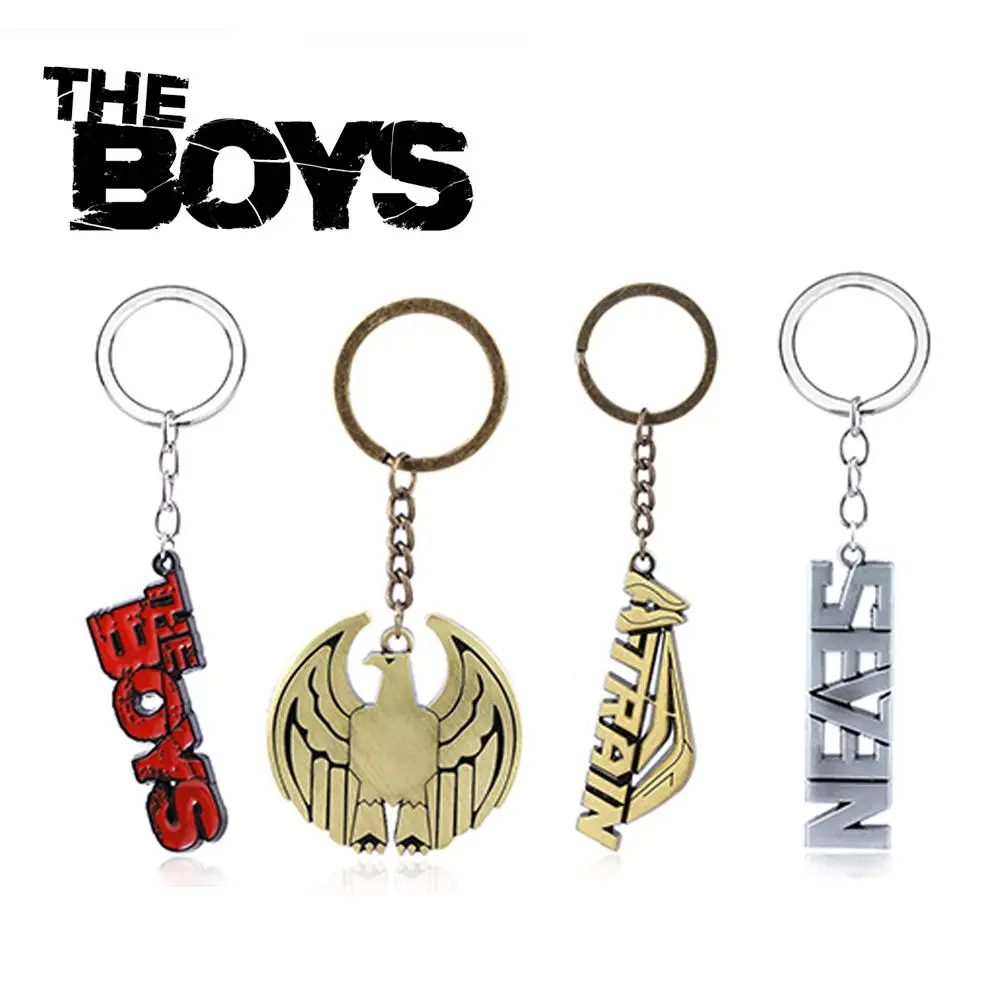 Red Letter The Boys Logo Keychain  The Seven Superhero Homelander Alloy Keyring Chain Men Car Women Bag Accessories