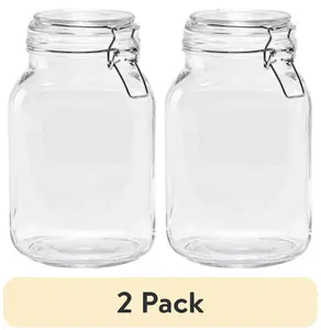 (2 pack) Glass 67 oz Lock Lid Storage Jar Canister