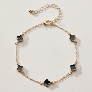 Gold Plated Mini-Floral Chain Bracelet with adjustable clasp