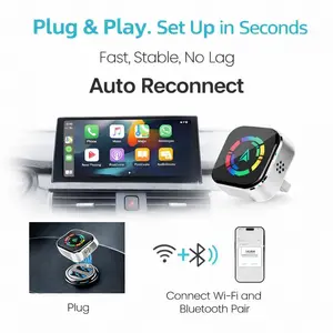 Wireless Carplay Adapter for iOS & Android Auto Dongle Plug and Play Easy Setup Carplay for iOS 10+ and Cars After 2016 Car Mini Sleek Design Supports Most Vehicles from 2016 and Newer