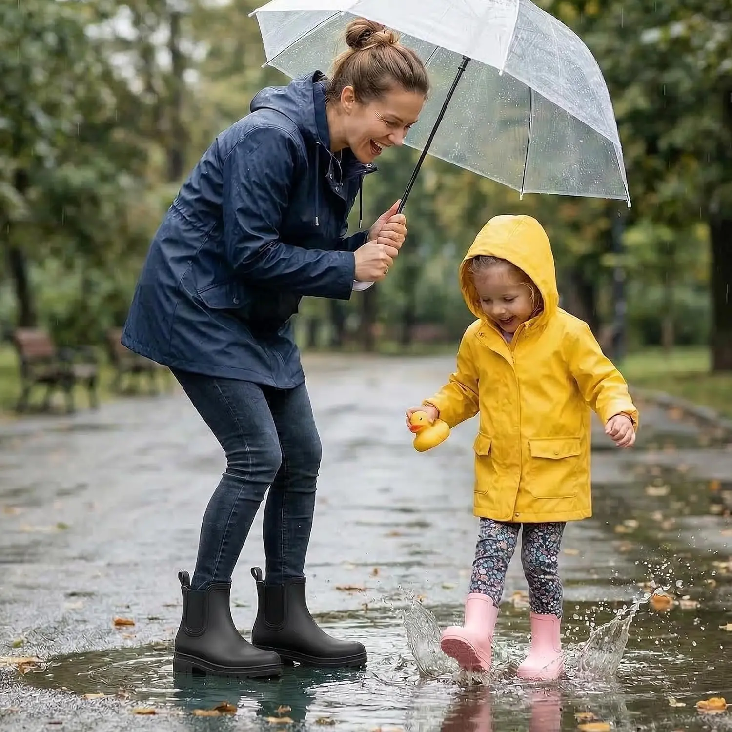 Furuian Rain Boots for Kids Waterproof Ankle Rubber Boots Boys Girls Easy-on for Outdoor School Hiking Toddler/Little/Big Kid