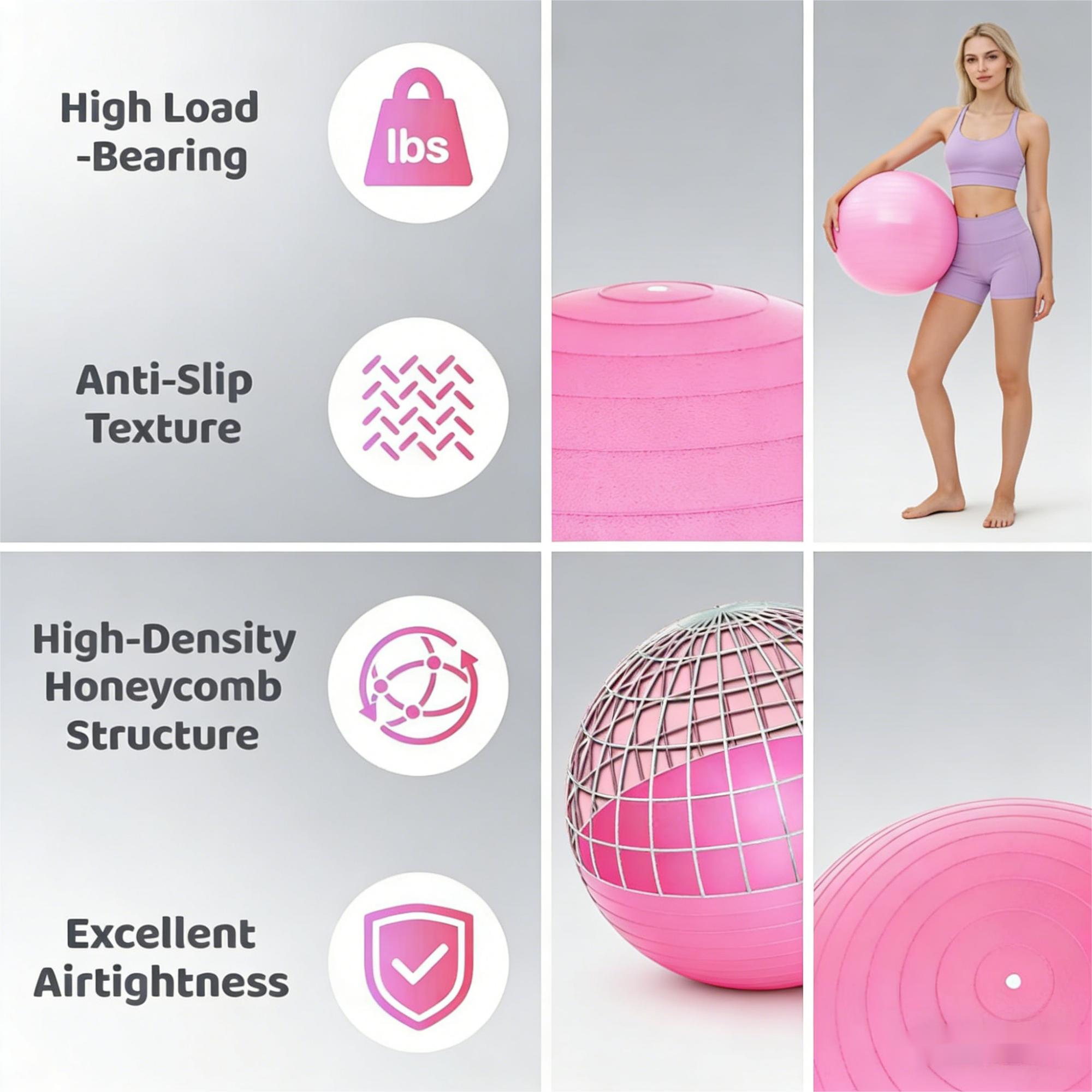 Anti-Burst Exercise Ball with Mini Pilates Ball, Thickened Yoga Ball for Home Workout, Core Training & Fitness