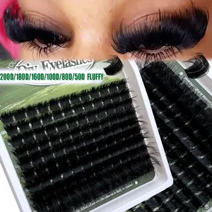 200D/180D/100D/80/50D Voluminous Eyelash Extension Kit, 200pcs/150pcs/140pcs Thick Lashes, D Curl 8-16mm, Dramatic False Mink Eyelashes