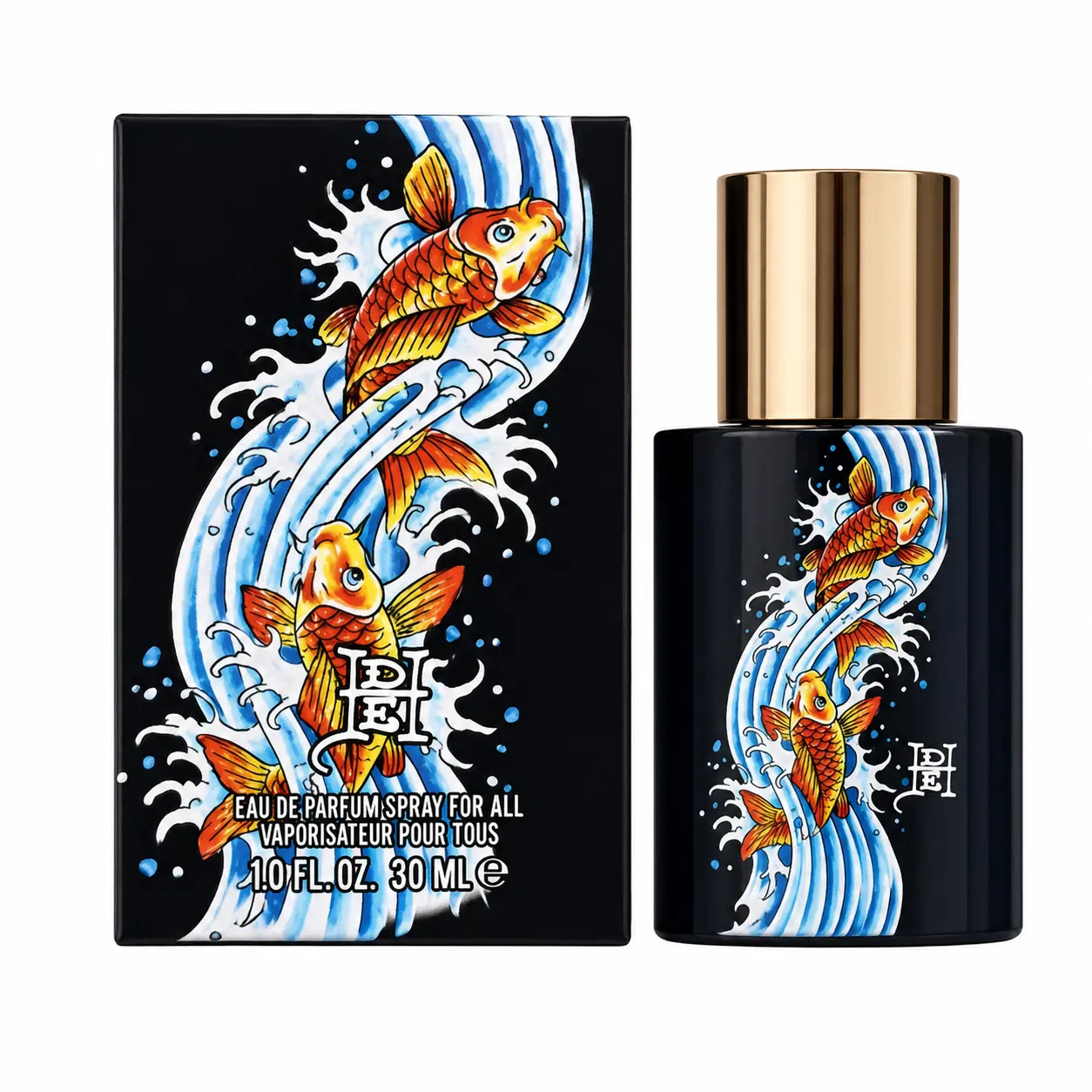 ED HARDY Koi Wave Eau de Parfum for Men, 30ml Fresh Aquatic Fruity Cologne with Nashi Pear & Sea Moss Notes, Casual Youth Fragrance, Daytime Outings, Single Item, Amber